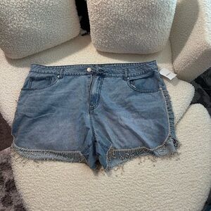 Plus Size 20 Forever 21 Blue Jean Rhinestone Shorts
